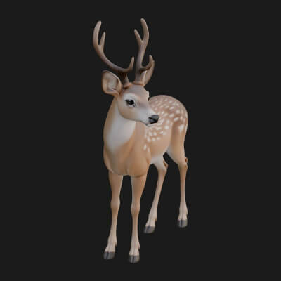 Stag Deer Statue Design 7 3D Print Model