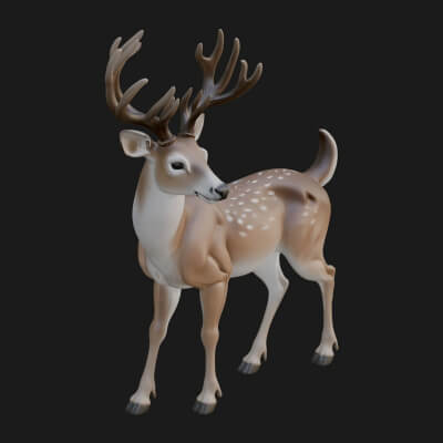 Stag Deer Statue Design 8 3D Print Model