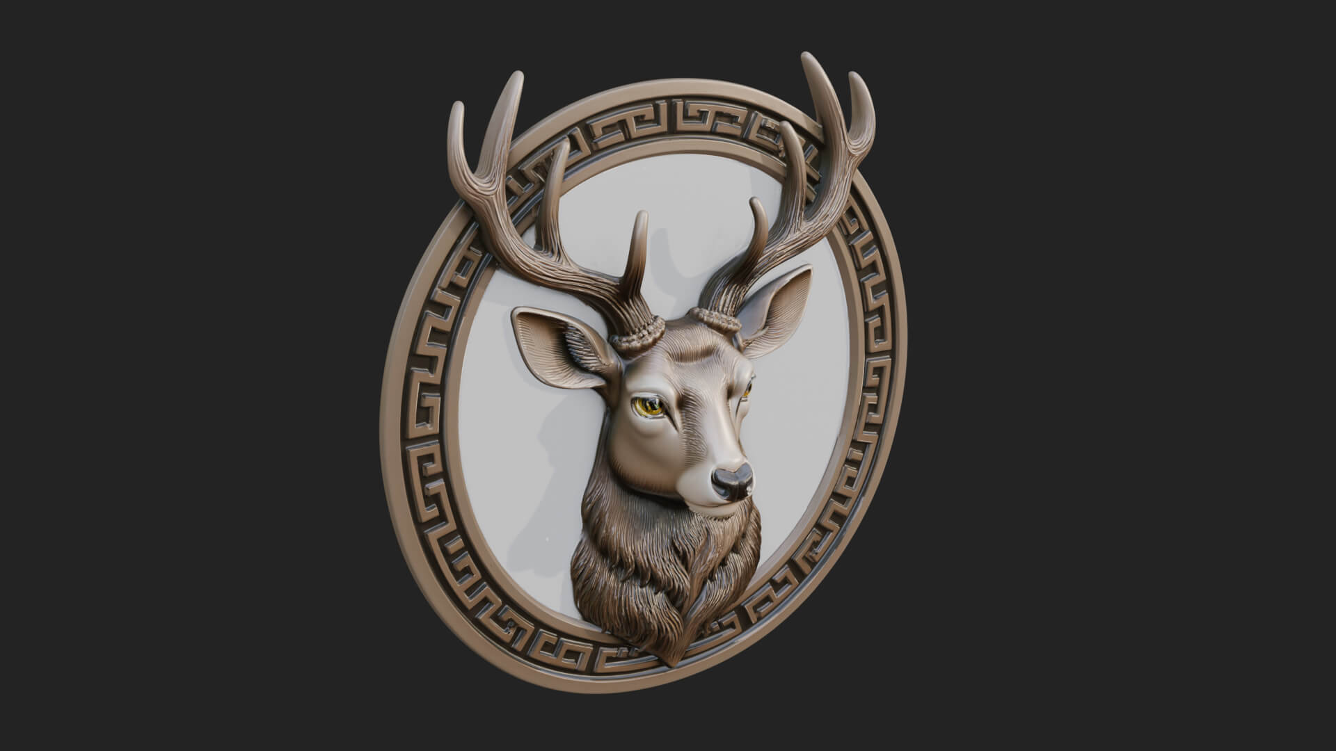 Stag Head Oval Relief Plaque Design 1 3D Print Model 3D Model