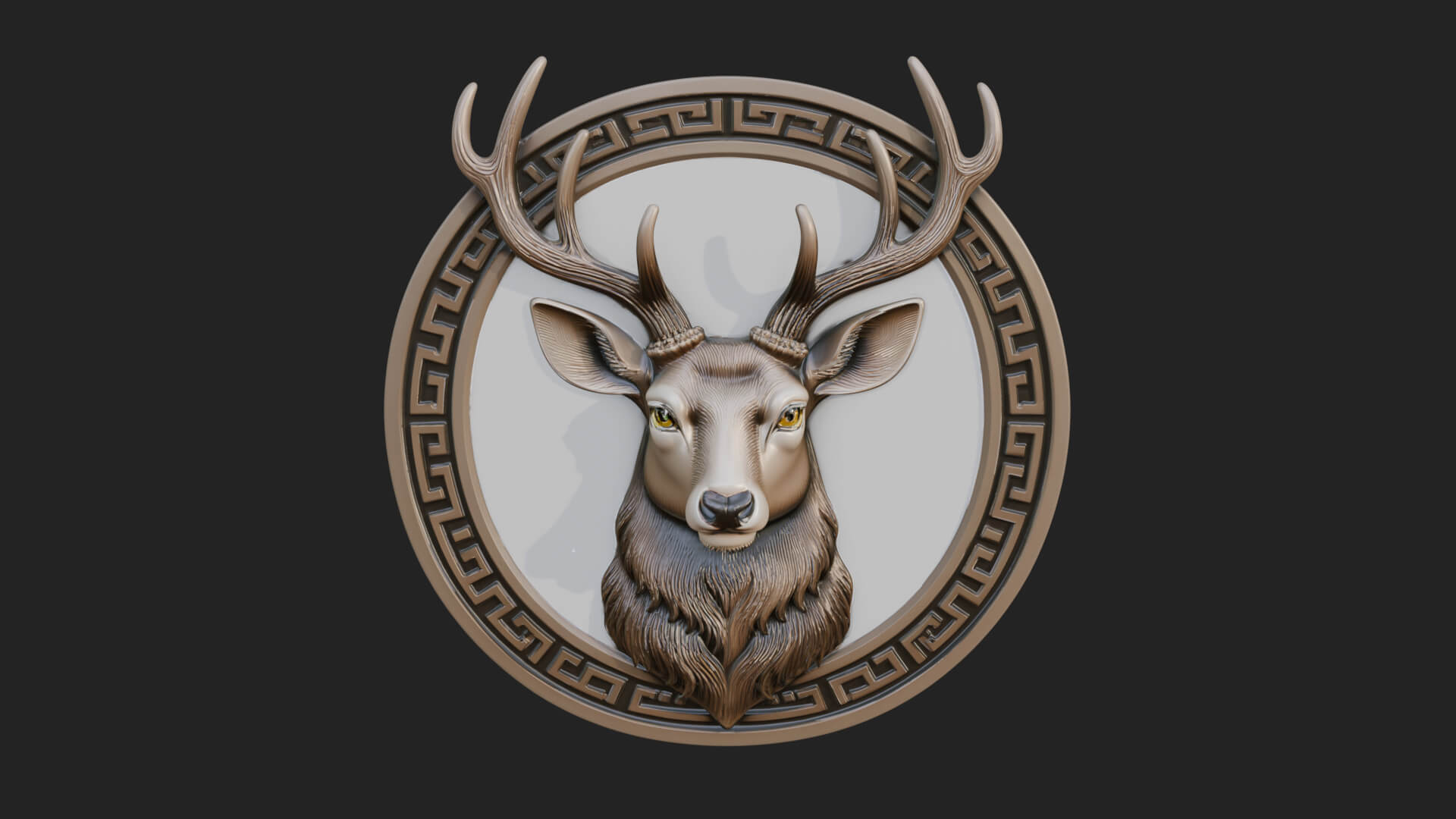 Stag Head Oval Relief Plaque Design 1 3D Print Model 3D Model