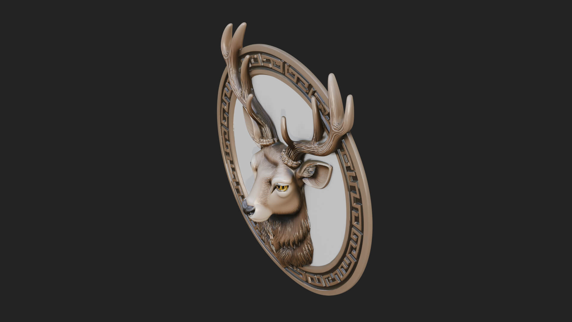 Stag Head Oval Relief Plaque Design 1 3D Print Model 3D Model