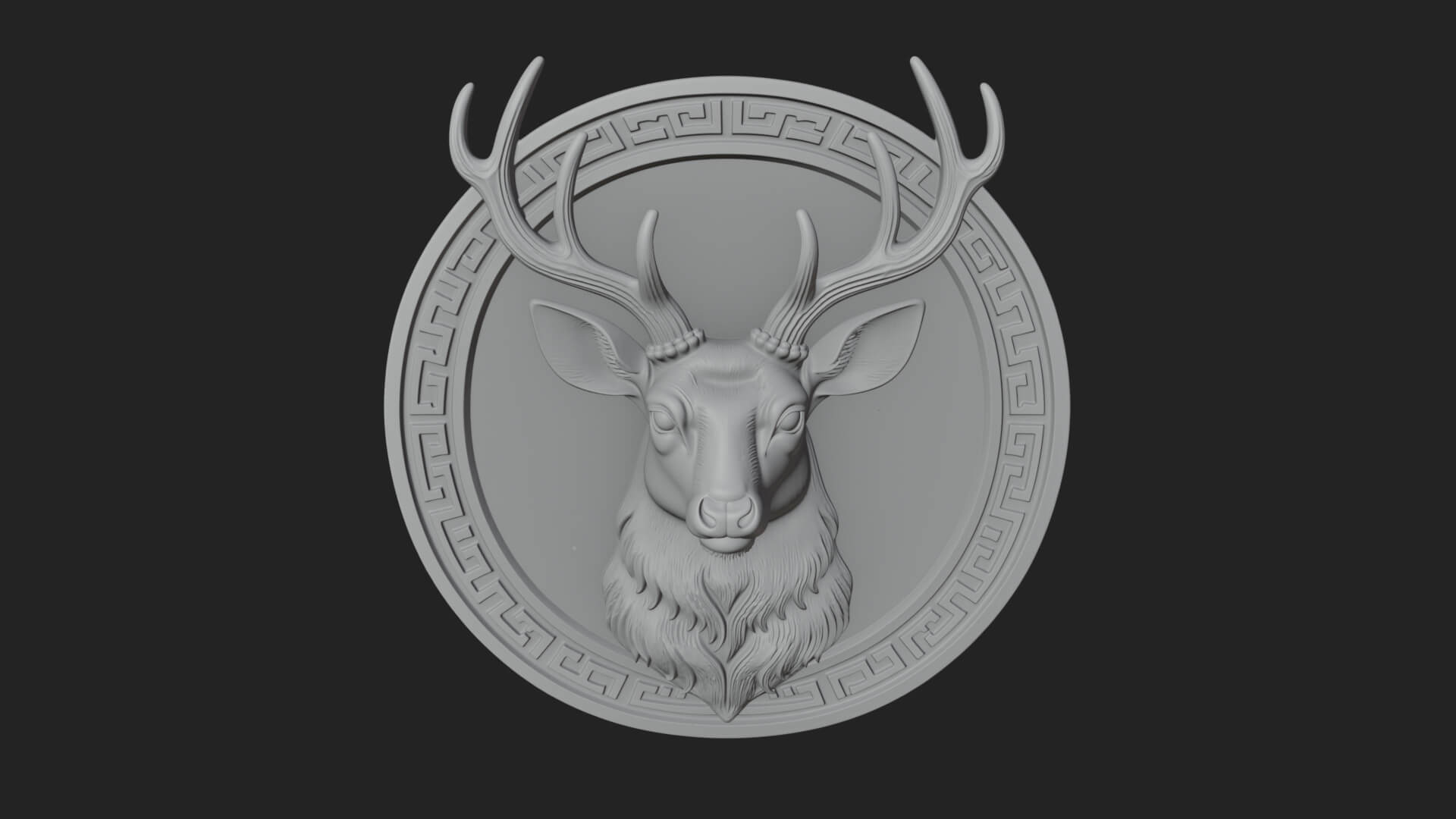 Stag Head Oval Relief Plaque Design 1 3D Print Model 3D Model