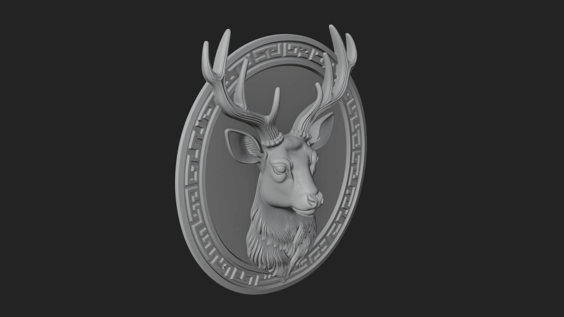 Stag Head Oval Relief Plaque Design 1 3D Print Model 3D Model