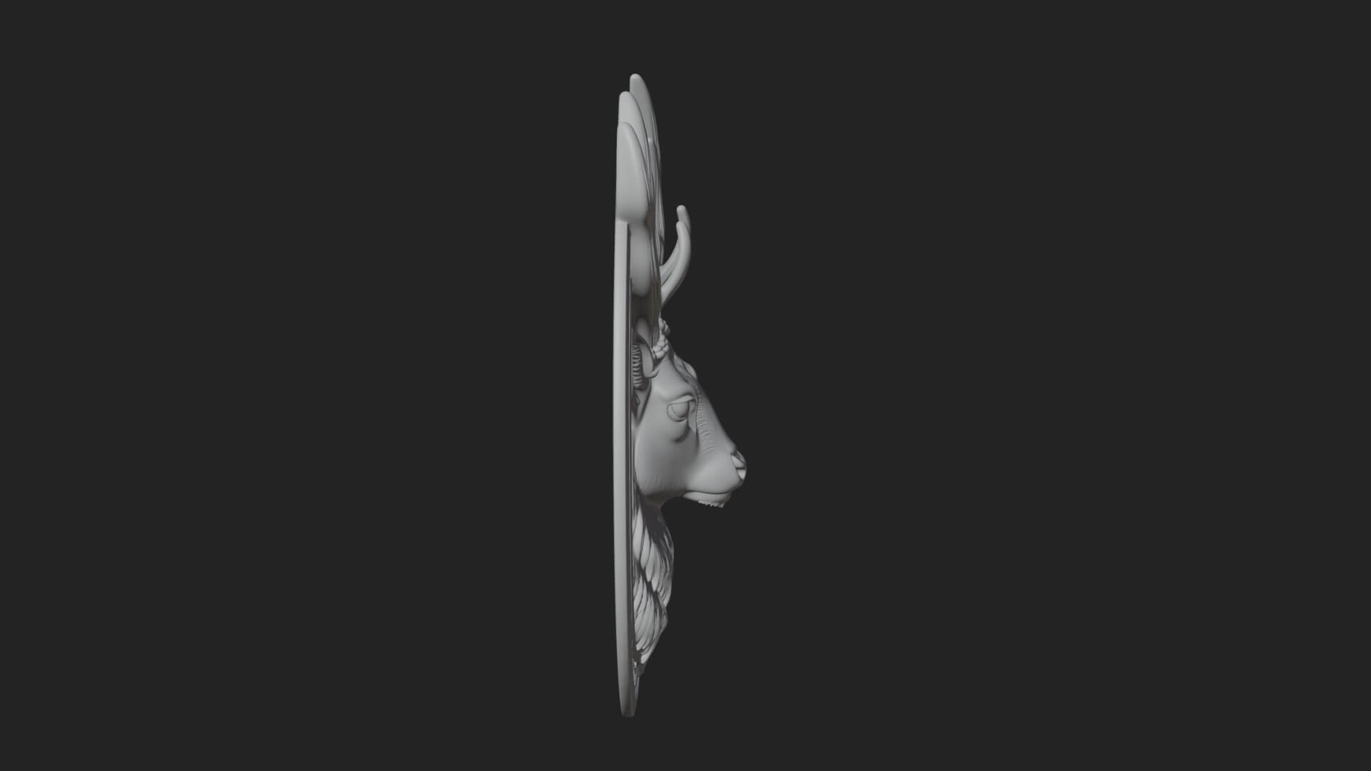 Stag Head Oval Relief Plaque Design 1 3D Print Model 3D Model