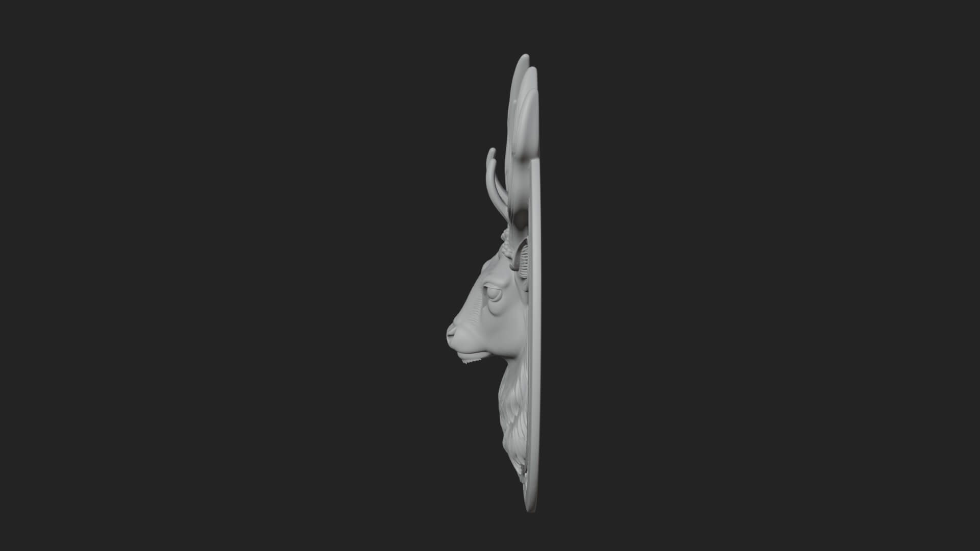 Stag Head Oval Relief Plaque Design 1 3D Print Model 3D Model