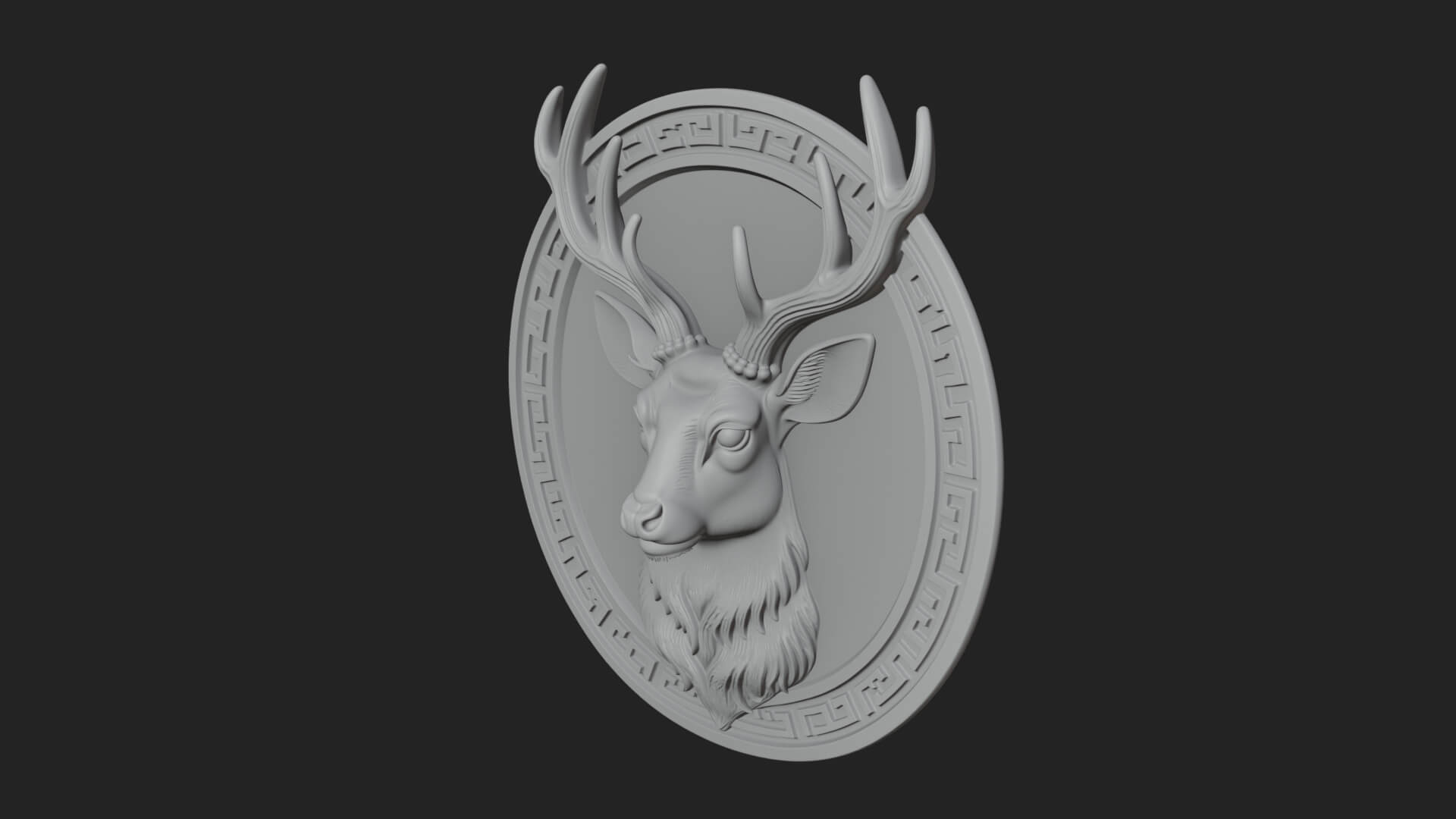 Stag Head Oval Relief Plaque Design 1 3D Print Model 3D Model
