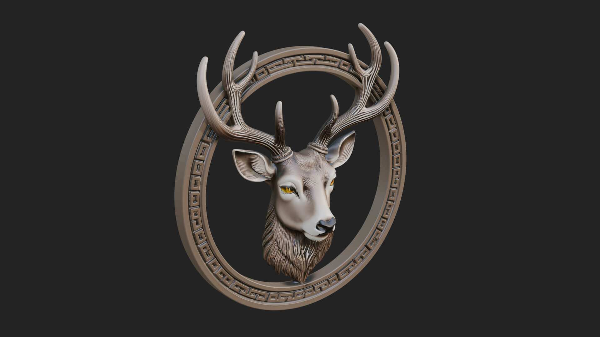 Stag Head Oval Relief Plaque Design 2 3D Print Model 3D Model