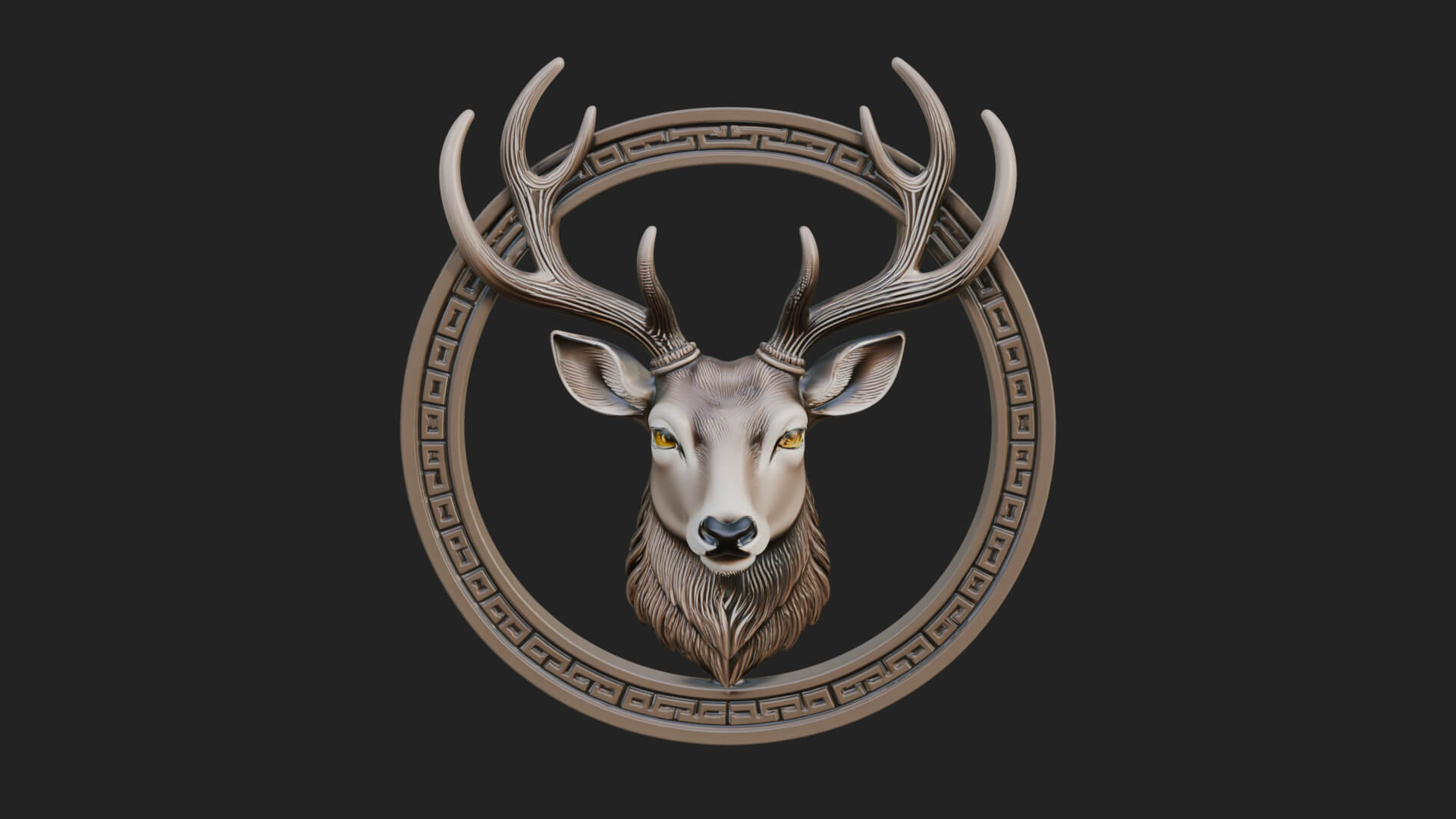 Stag Head Oval Relief Plaque Design 2 3D Print Model 3D Model
