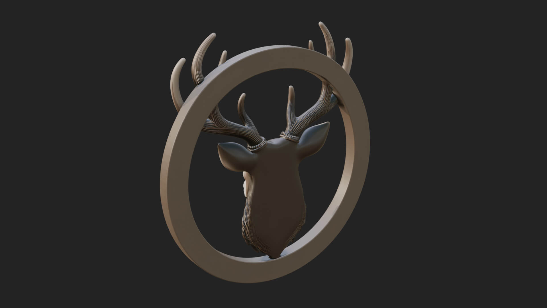 Stag Head Oval Relief Plaque Design 2 3D Print Model 3D Model