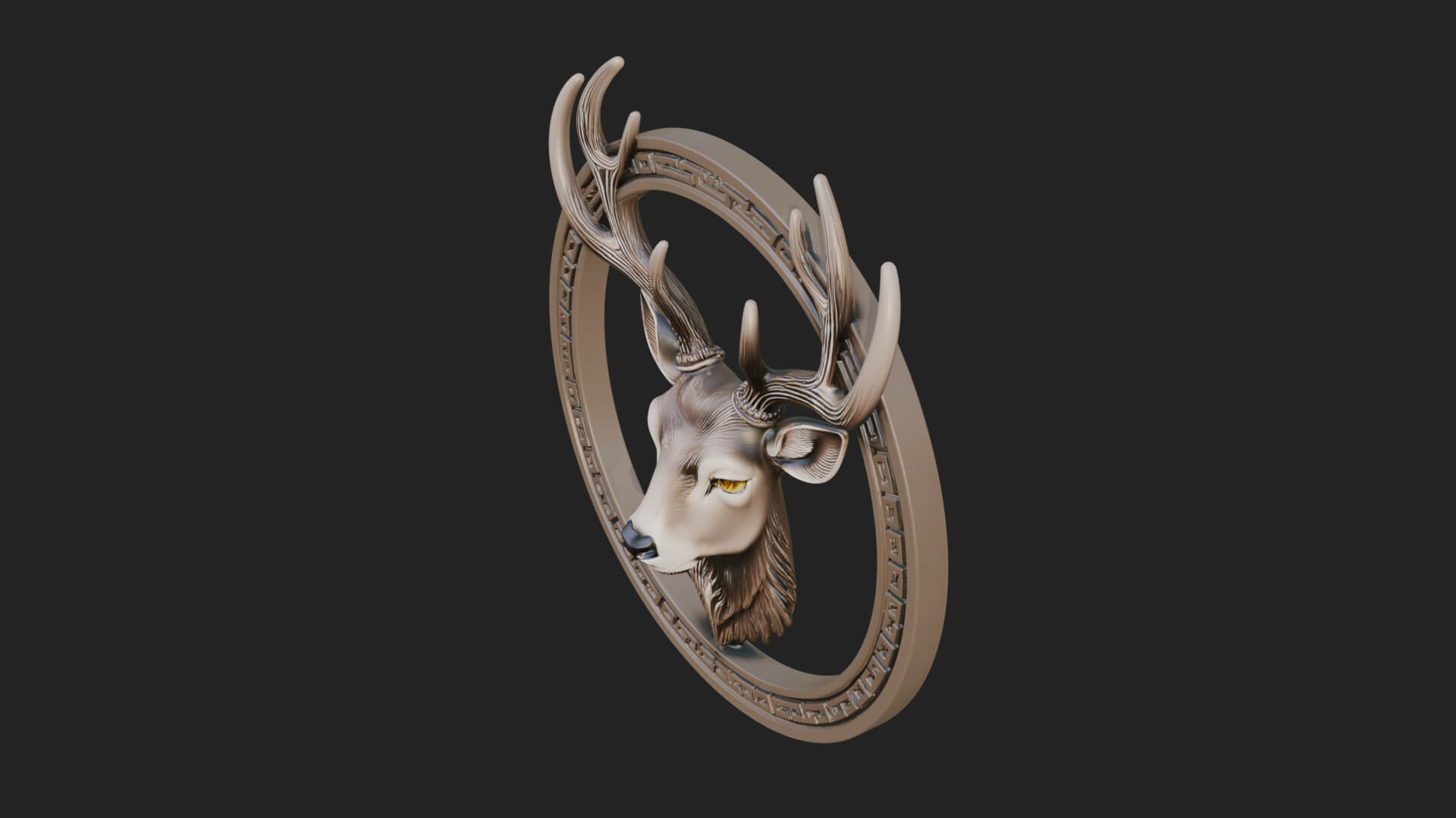 Stag Head Oval Relief Plaque Design 2 3D Print Model 3D Model