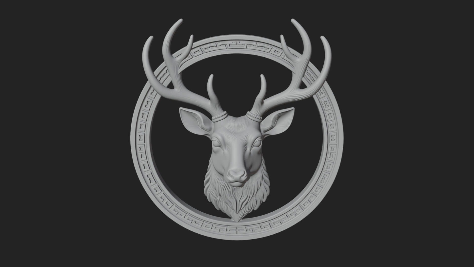 Stag Head Oval Relief Plaque Design 2 3D Print Model 3D Model