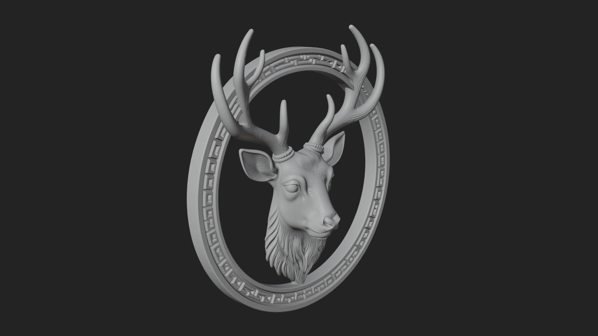 Stag Head Oval Relief Plaque Design 2 3D Print Model 3D Model