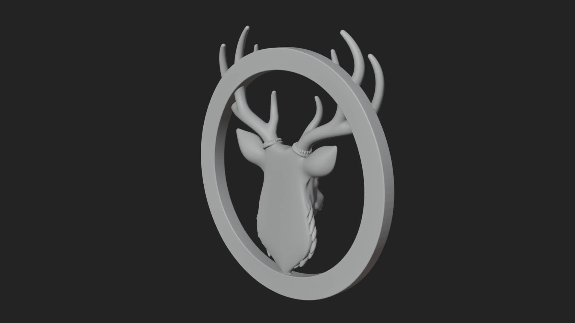 Stag Head Oval Relief Plaque Design 2 3D Print Model 3D Model