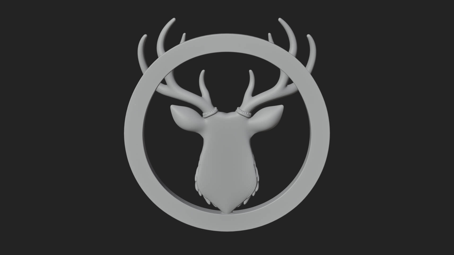 Stag Head Oval Relief Plaque Design 2 3D Print Model 3D Model