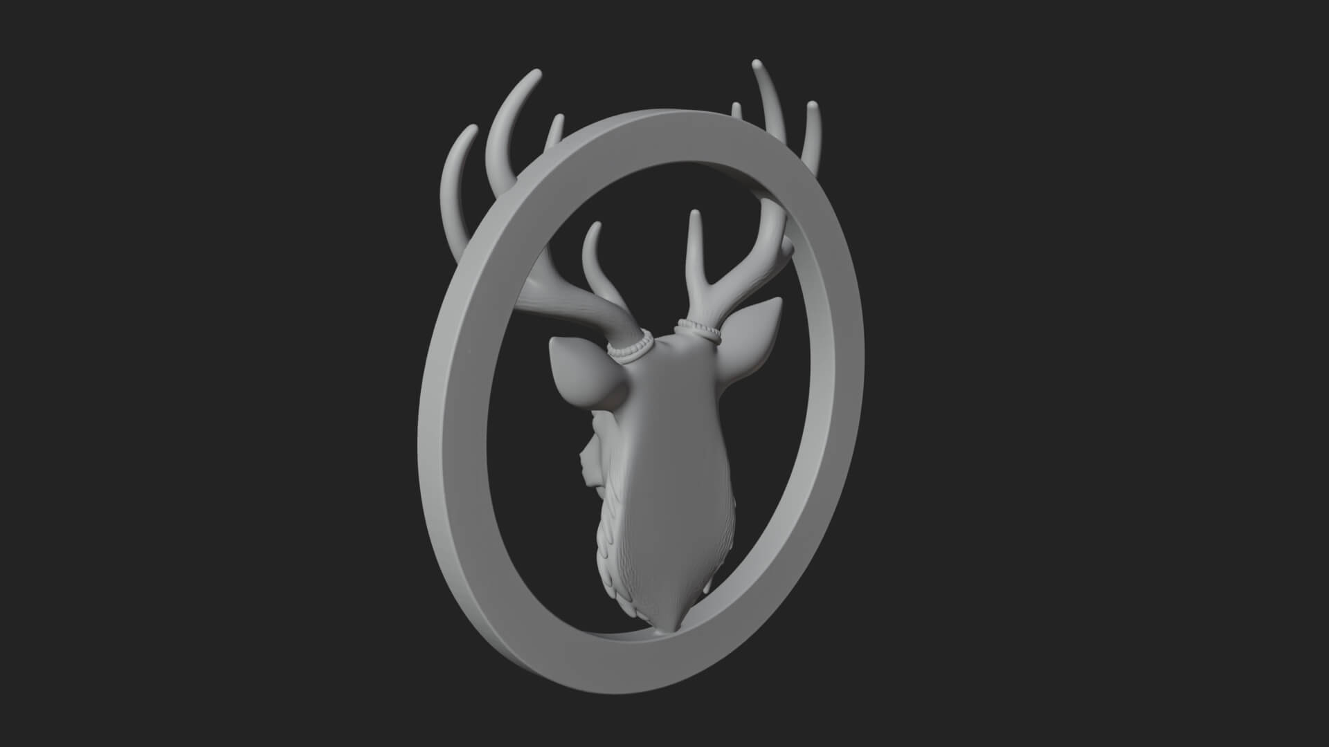 Stag Head Oval Relief Plaque Design 2 3D Print Model 3D Model