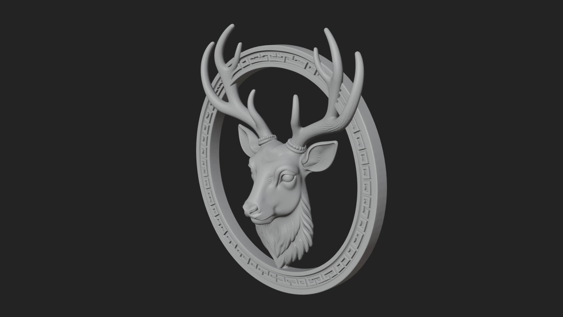 Stag Head Oval Relief Plaque Design 2 3D Print Model 3D Model