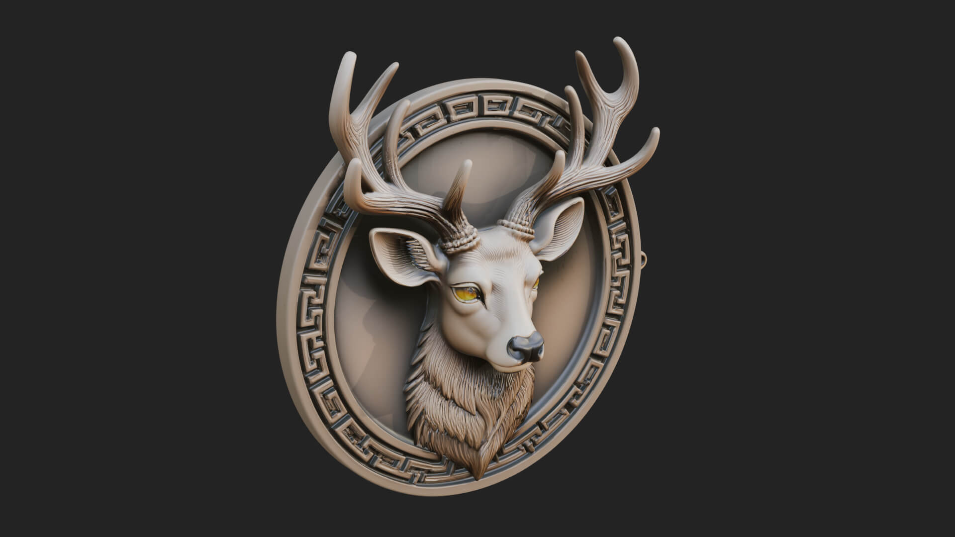 Stag Head Oval Relief Plaque Design 3 3D Print Model 3D Model