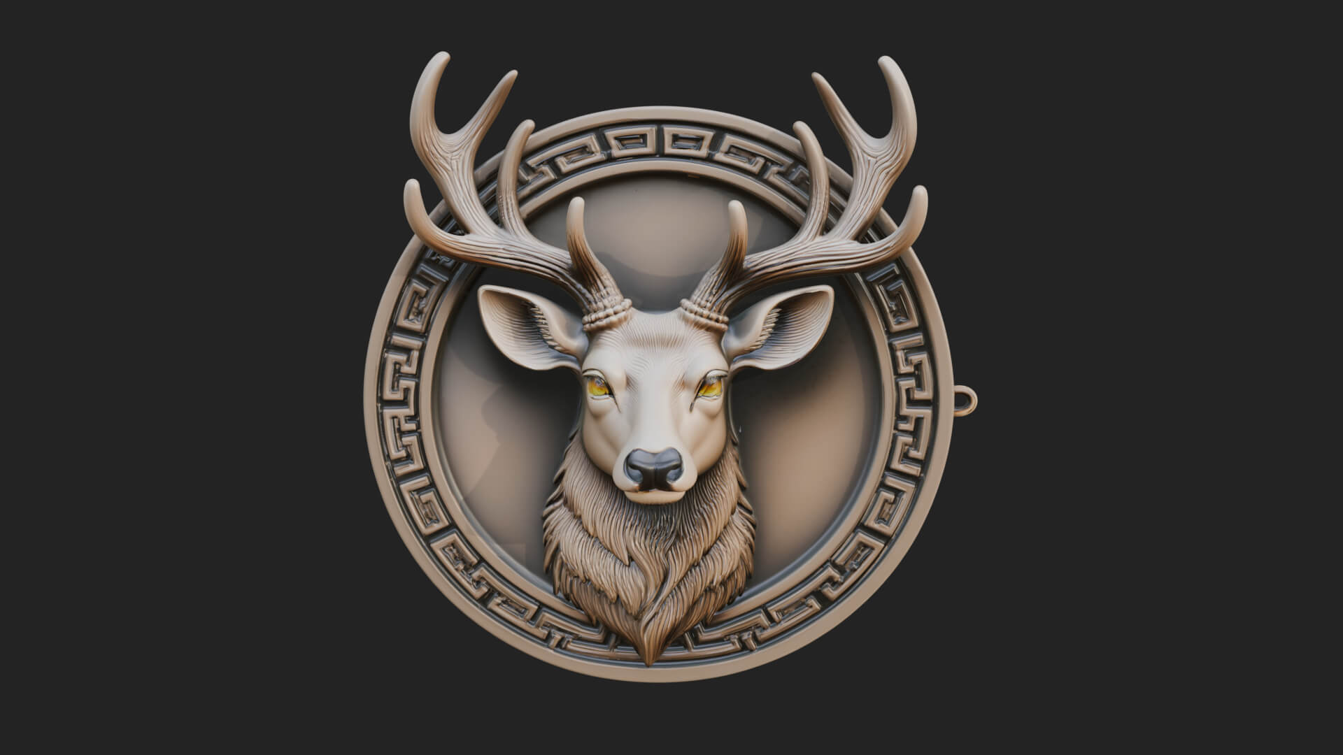 Stag Head Oval Relief Plaque Design 3 3D Print Model 3D Model