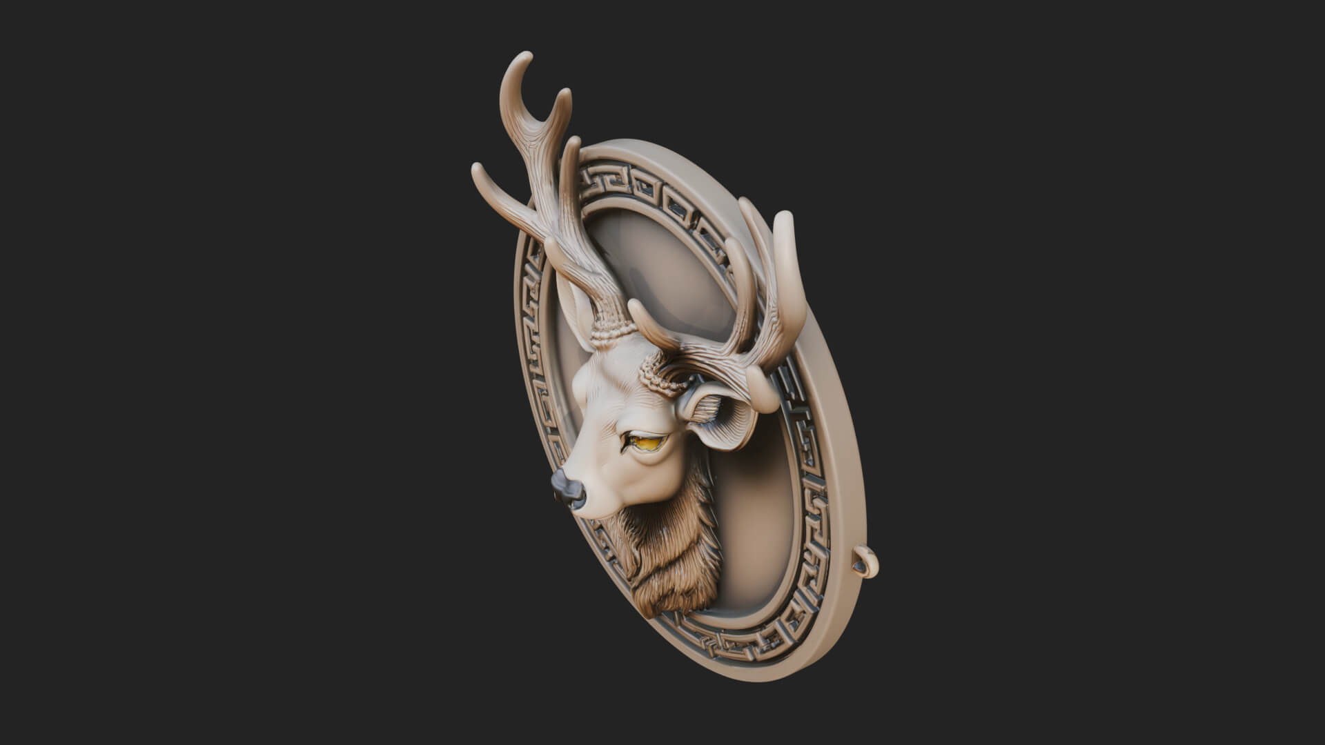 Stag Head Oval Relief Plaque Design 3 3D Print Model 3D Model