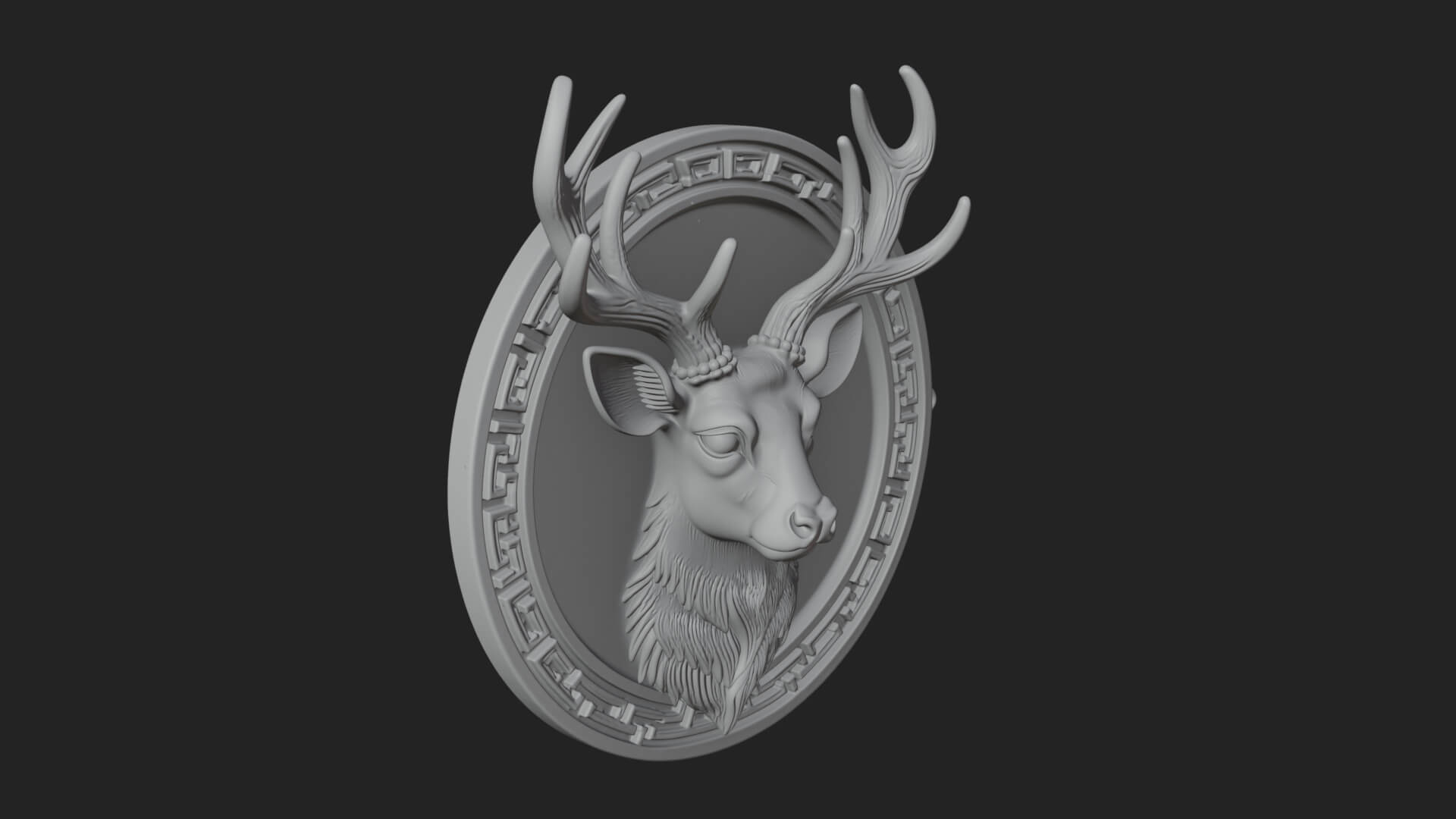 Stag Head Oval Relief Plaque Design 3 3D Print Model 3D Model