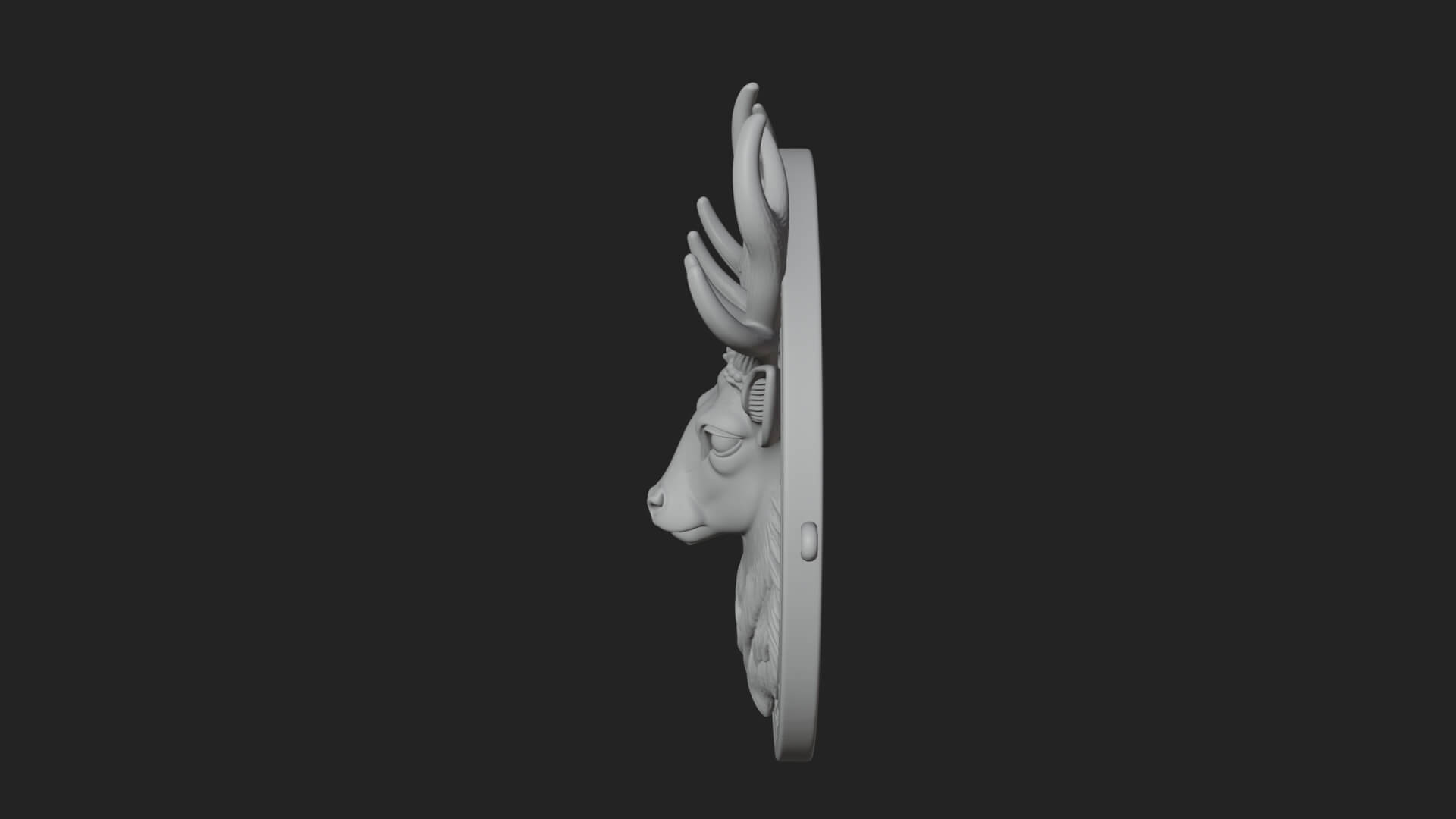 Stag Head Oval Relief Plaque Design 3 3D Print Model 3D Model
