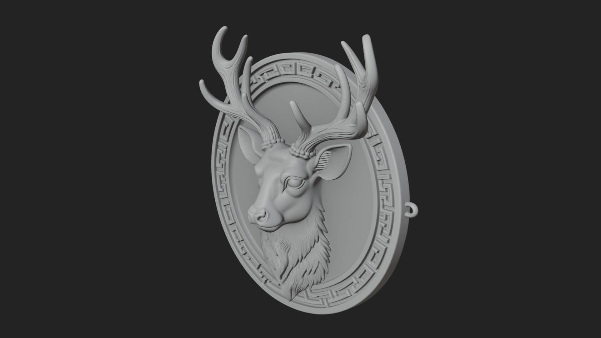 Stag Head Oval Relief Plaque Design 3 3D Print Model 3D Model