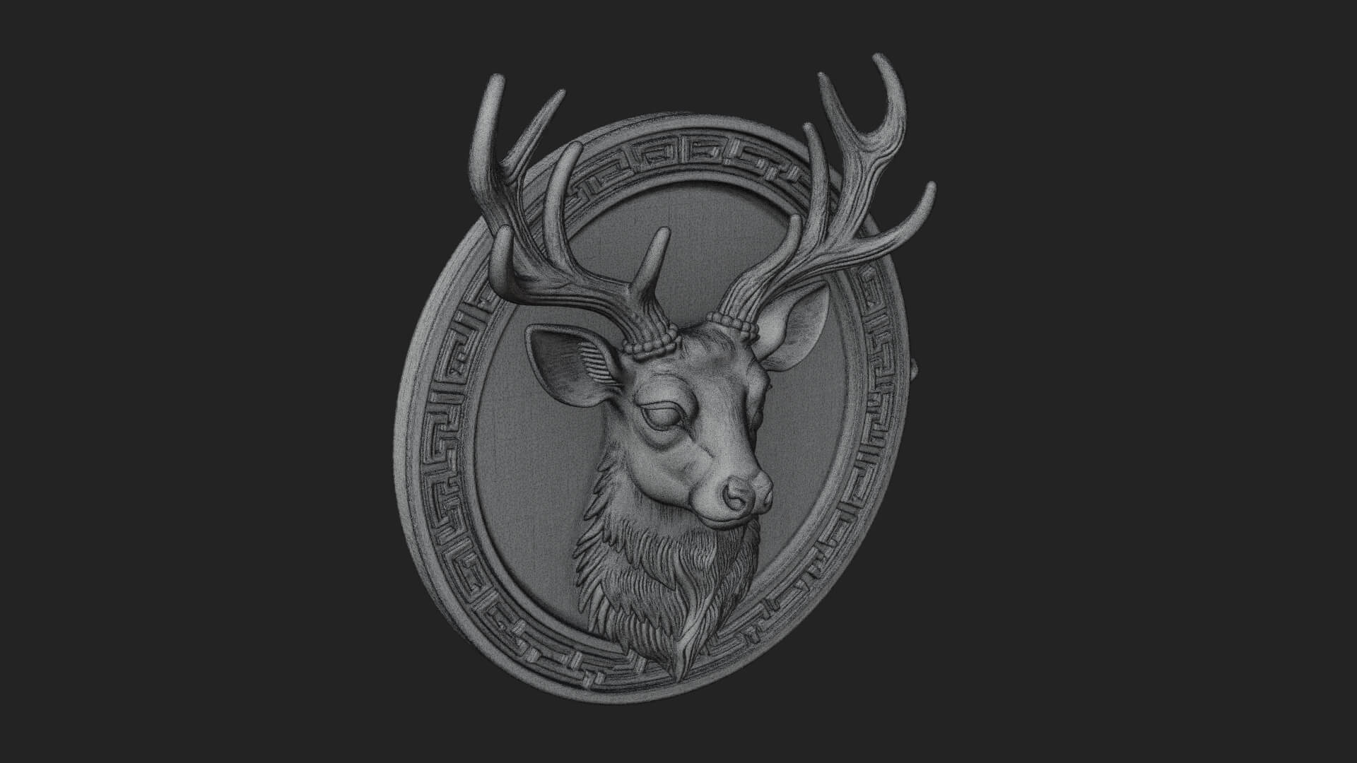 Stag Head Oval Relief Plaque Design 3 3D Print Model 3D Model