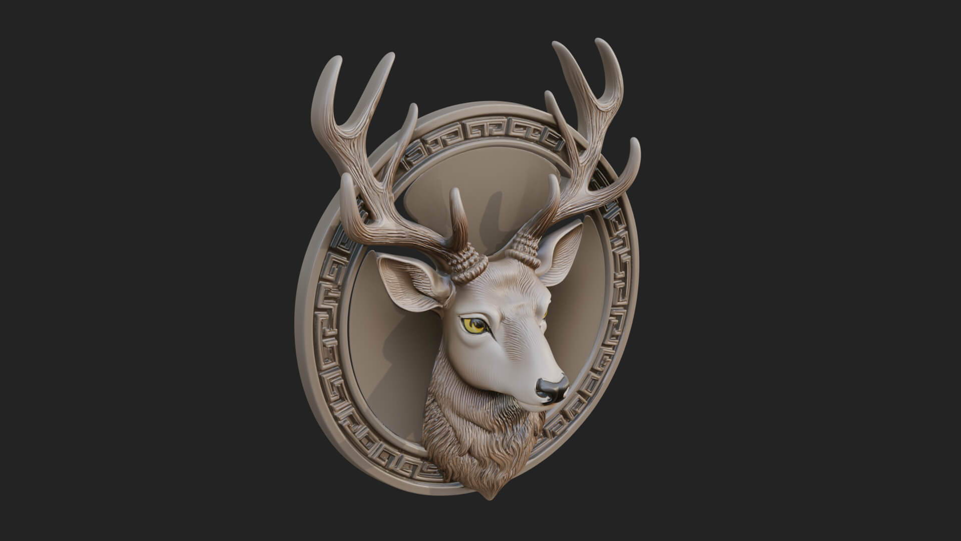 Stag Head Oval Relief Plaque Design 4 3D Print Model 3D Model