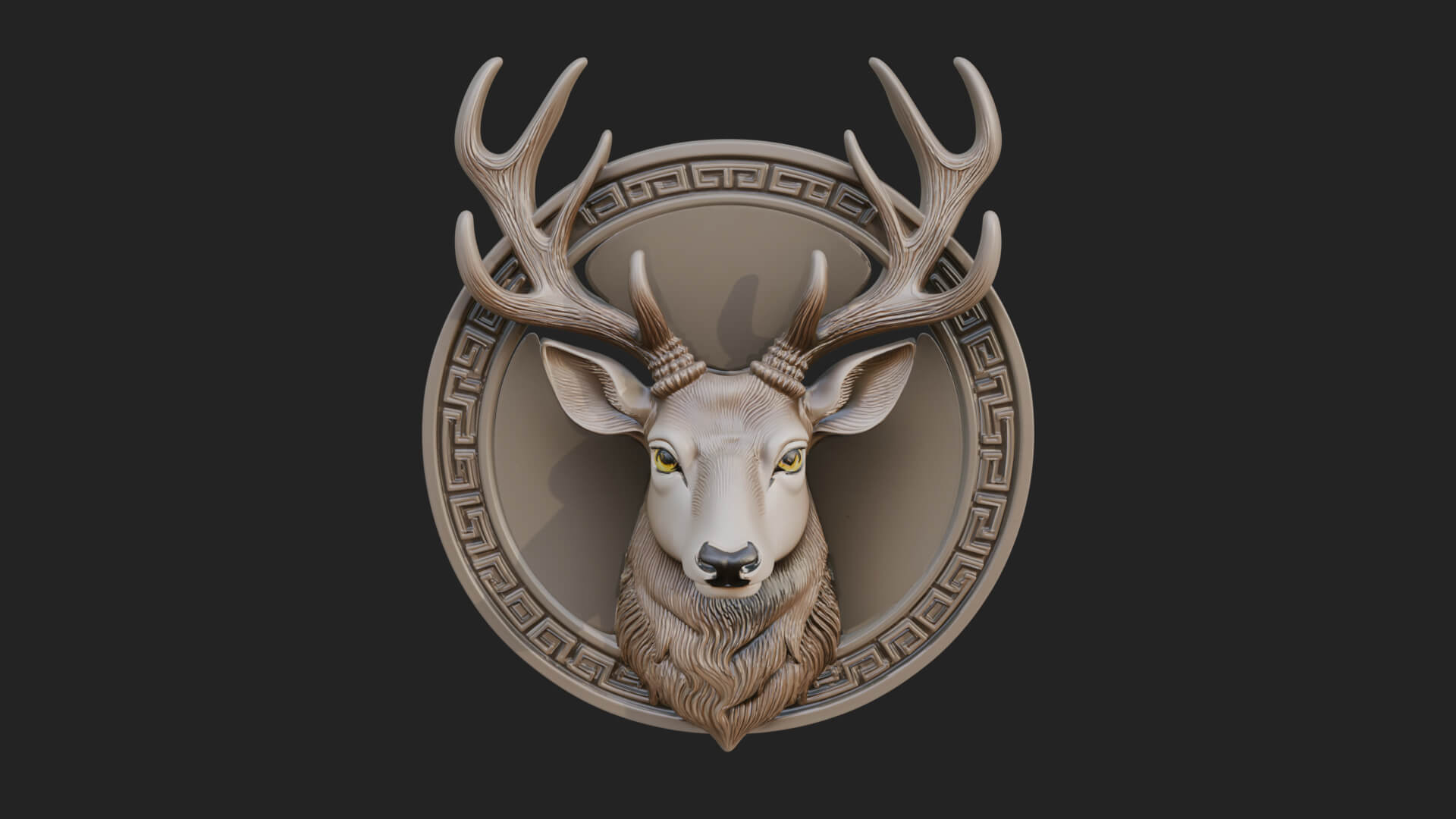 Stag Head Oval Relief Plaque Design 4 3D Print Model 3D Model