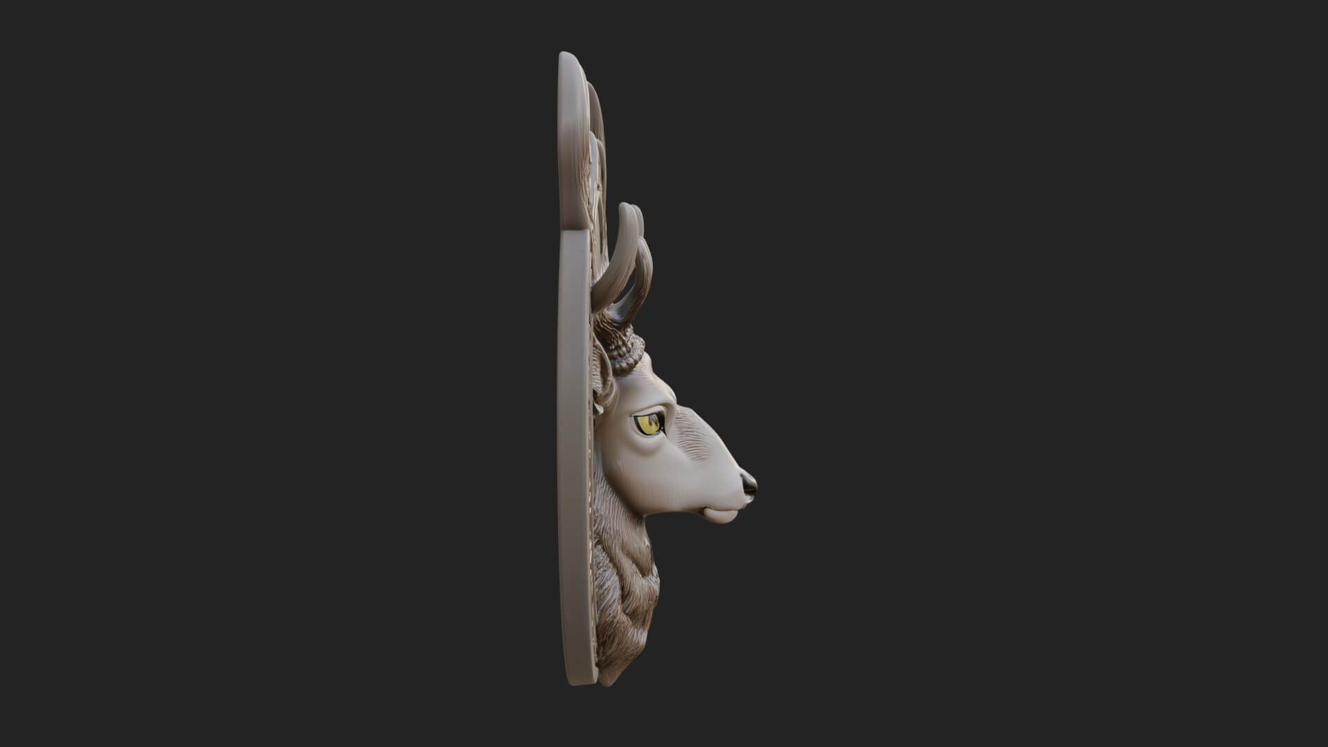 Stag Head Oval Relief Plaque Design 4 3D Print Model 3D Model