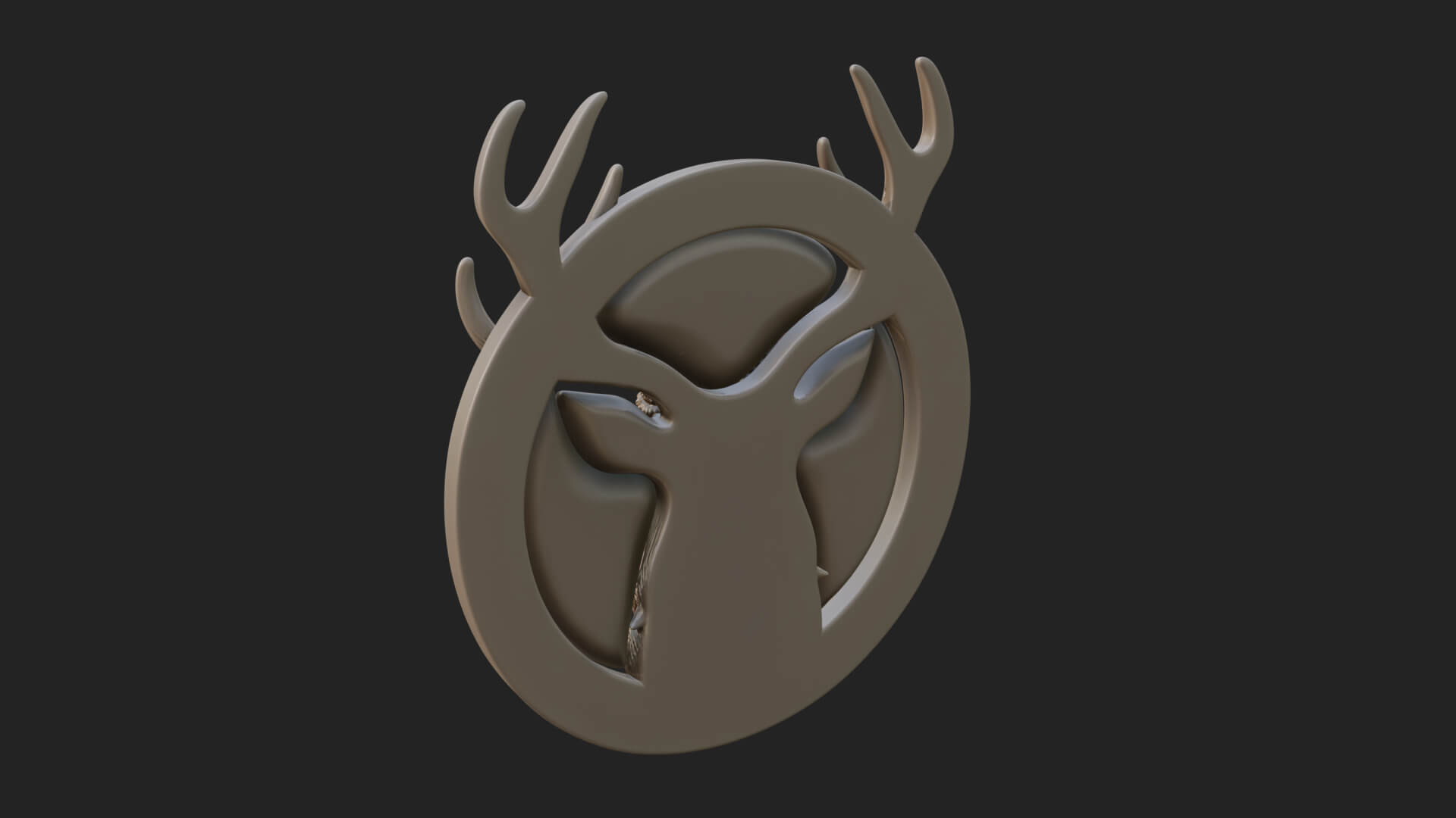 Stag Head Oval Relief Plaque Design 4 3D Print Model 3D Model
