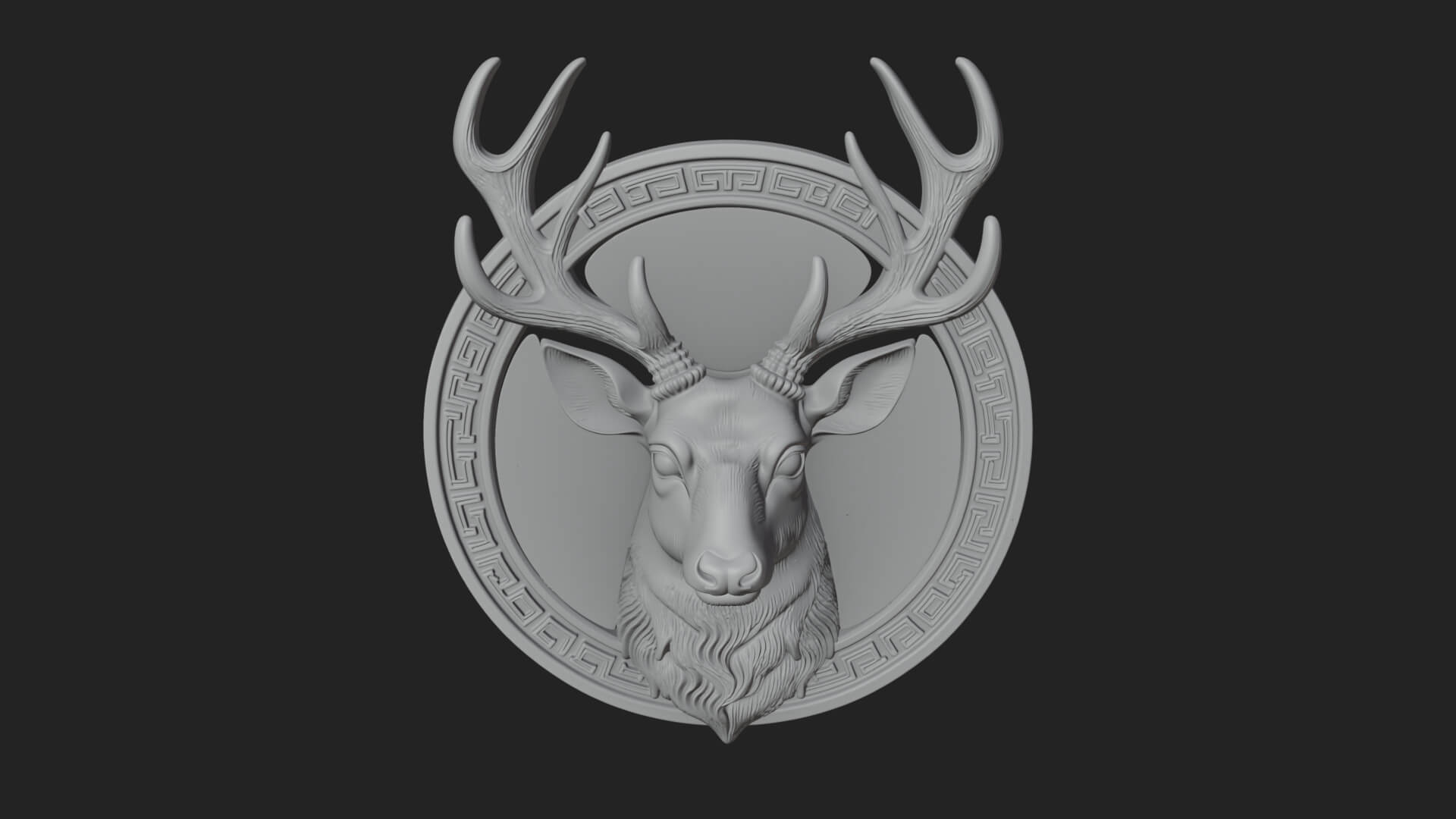 Stag Head Oval Relief Plaque Design 4 3D Print Model 3D Model