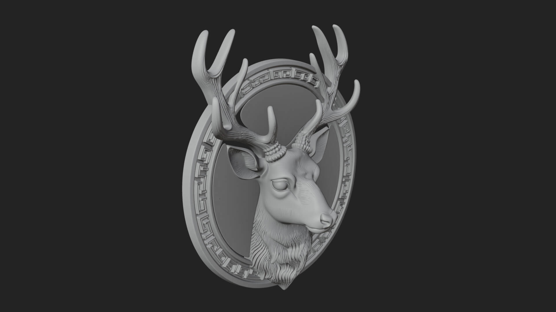 Stag Head Oval Relief Plaque Design 4 3D Print Model 3D Model