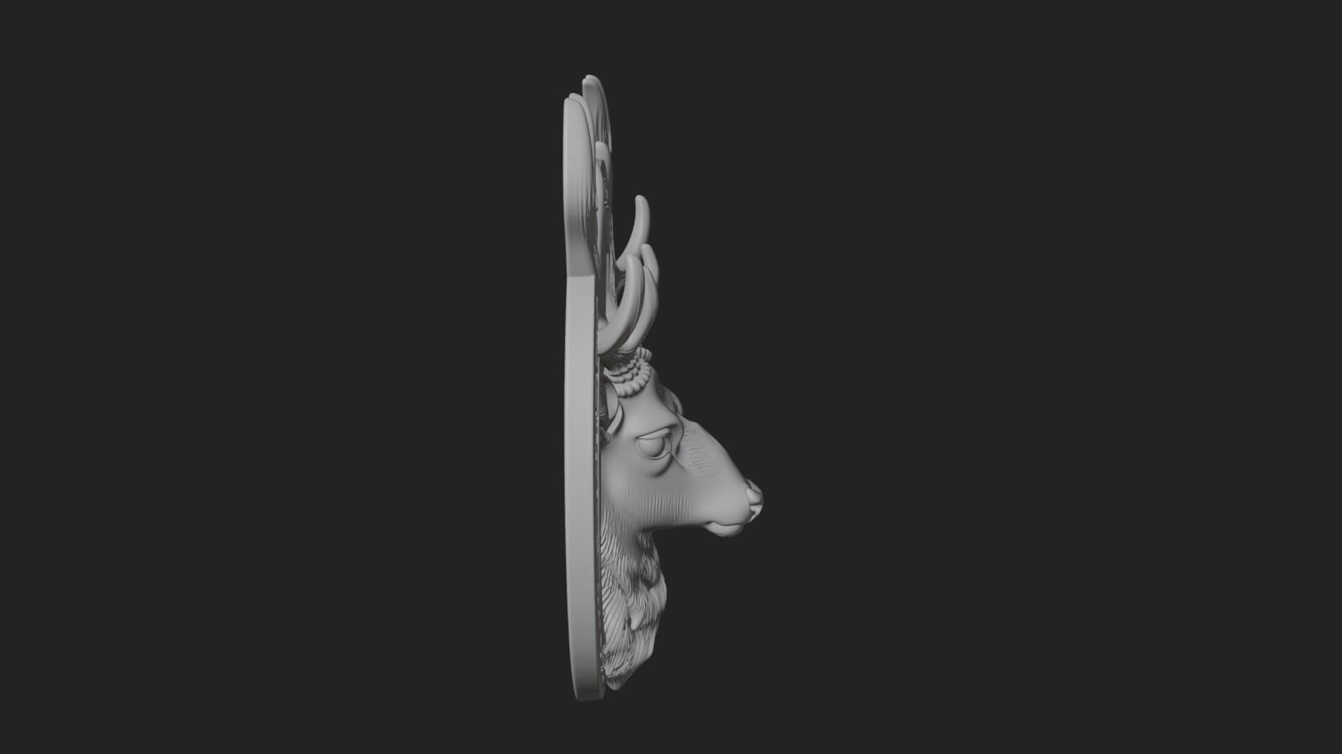 Stag Head Oval Relief Plaque Design 4 3D Print Model 3D Model