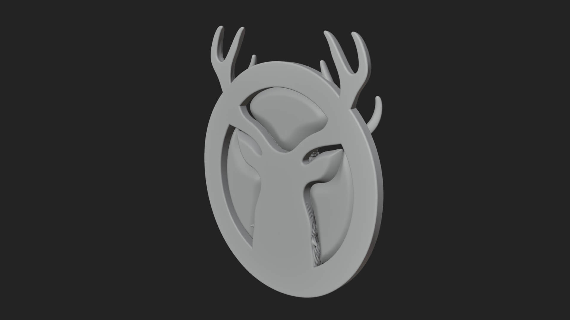 Stag Head Oval Relief Plaque Design 4 3D Print Model 3D Model