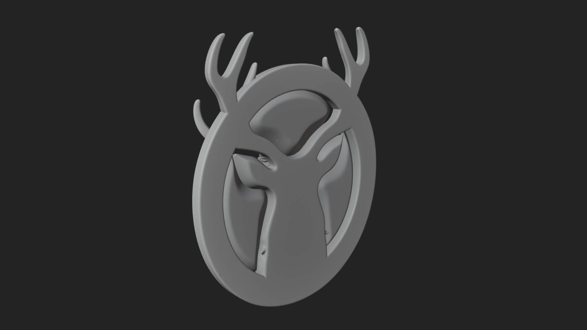 Stag Head Oval Relief Plaque Design 4 3D Print Model 3D Model