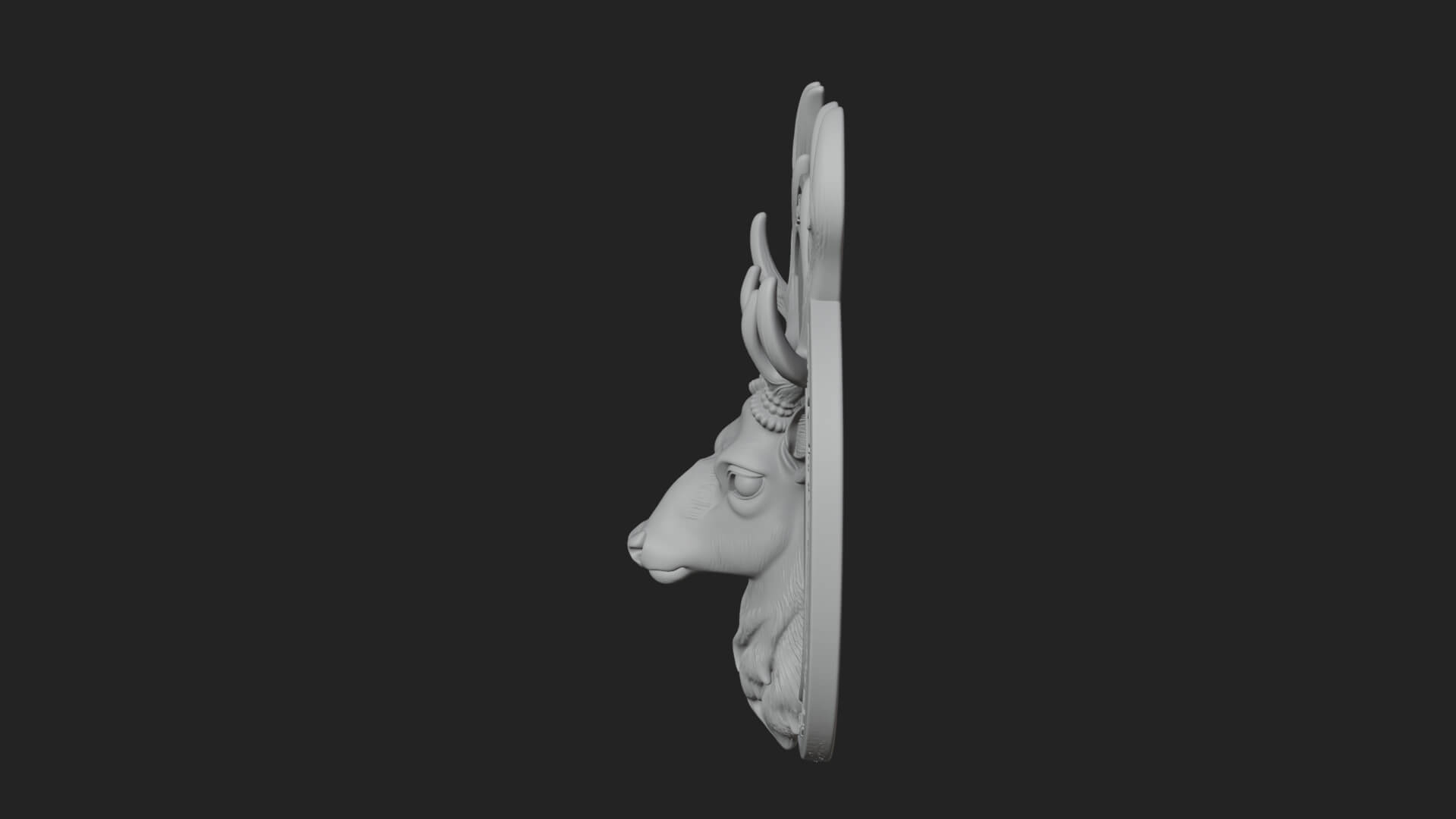 Stag Head Oval Relief Plaque Design 4 3D Print Model 3D Model