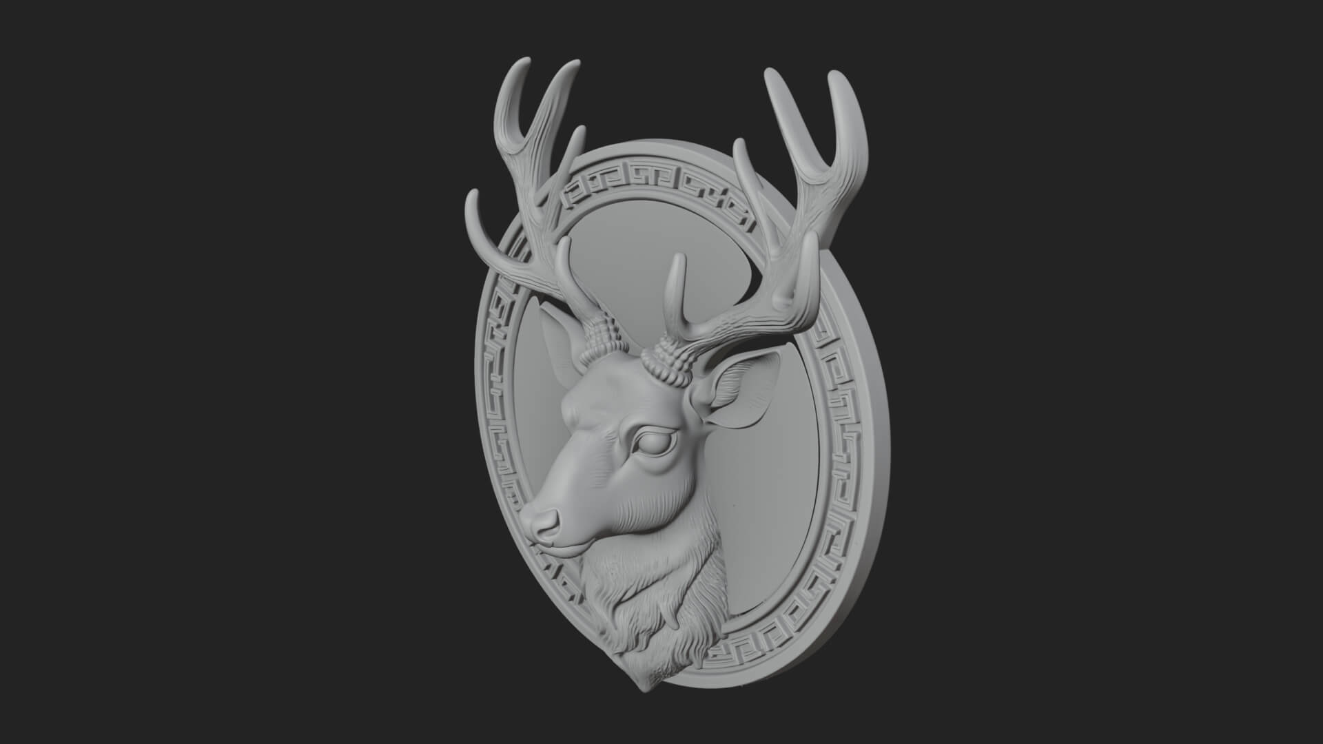 Stag Head Oval Relief Plaque Design 4 3D Print Model 3D Model