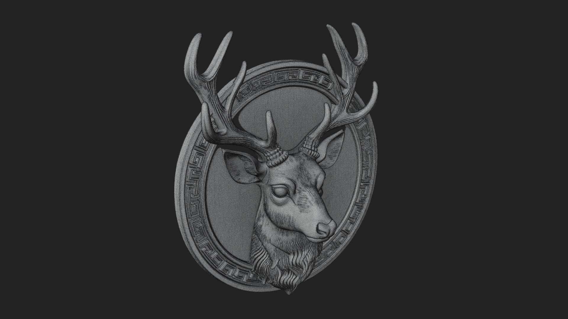Stag Head Oval Relief Plaque Design 4 3D Print Model 3D Model