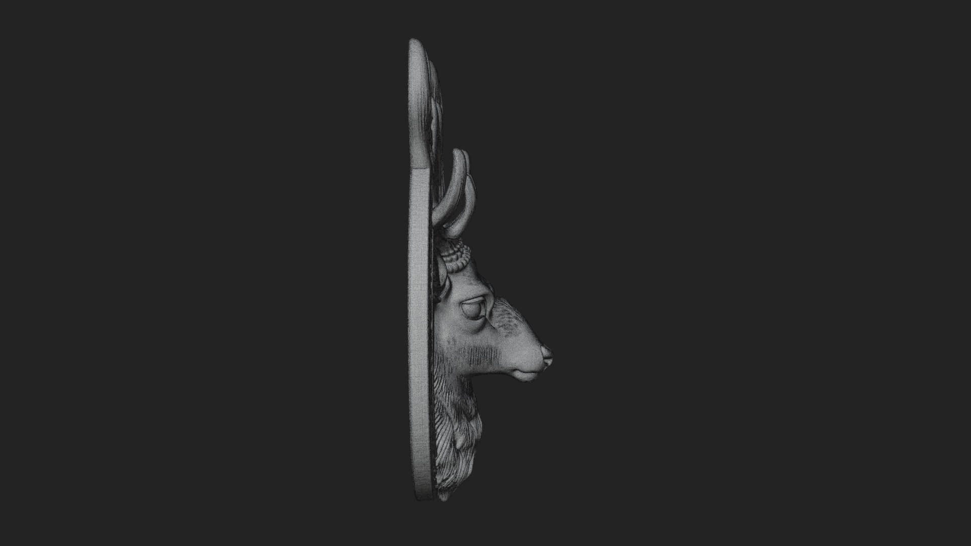 Stag Head Oval Relief Plaque Design 4 3D Print Model 3D Model