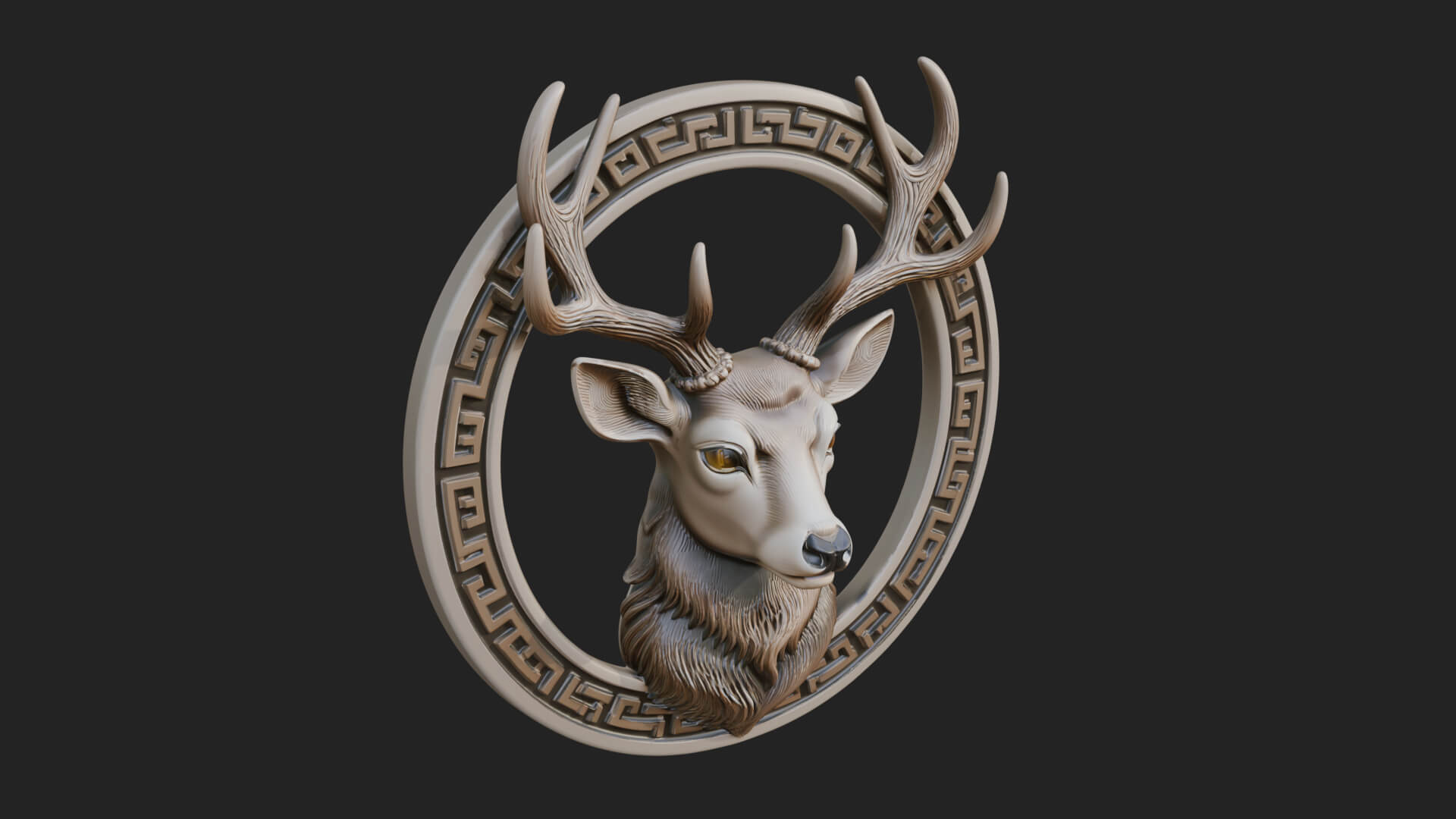 Stag Head Oval Relief Plaque Design 5 3D Print Model 3D Model