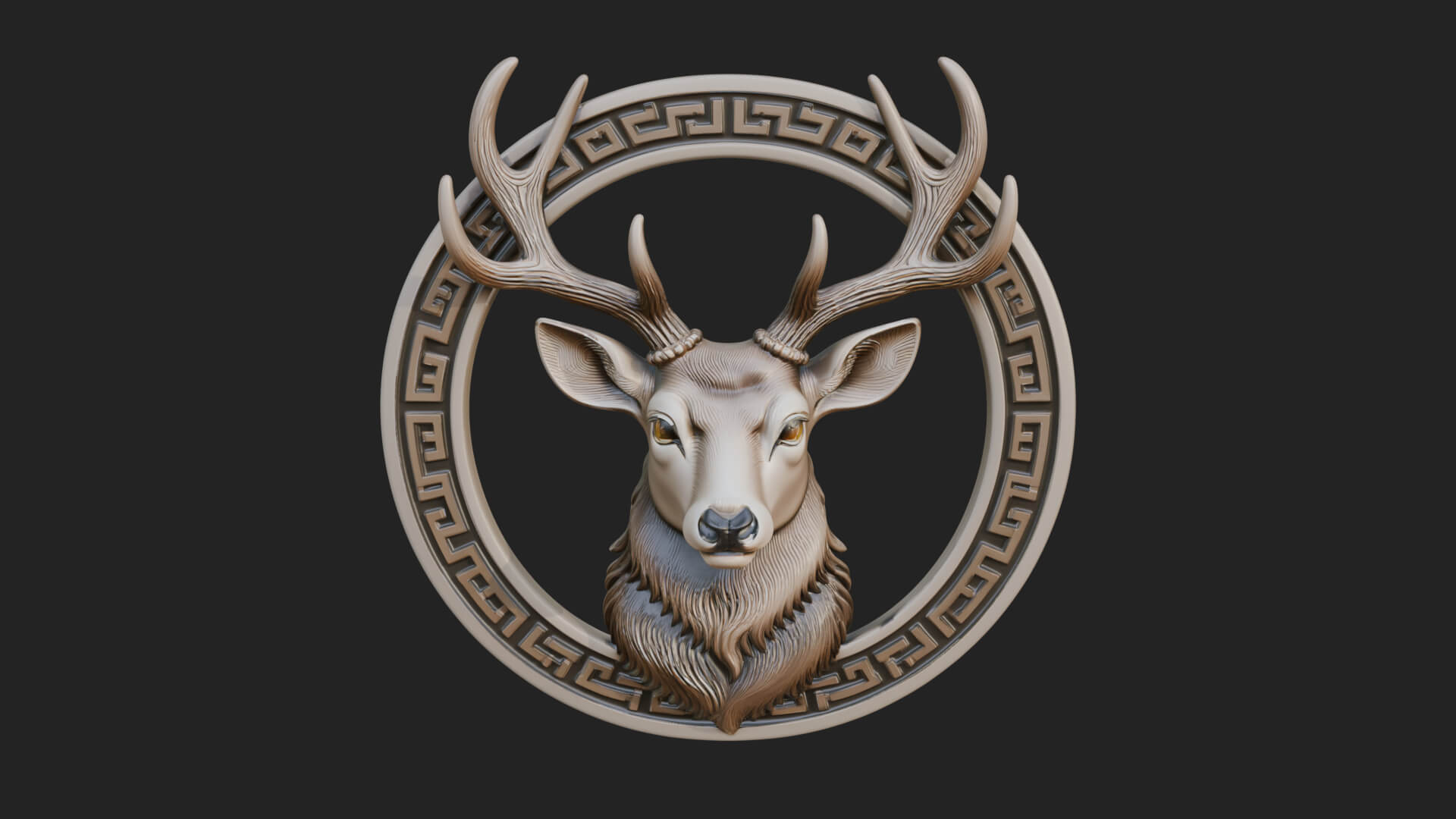 Stag Head Oval Relief Plaque Design 5 3D Print Model 3D Model