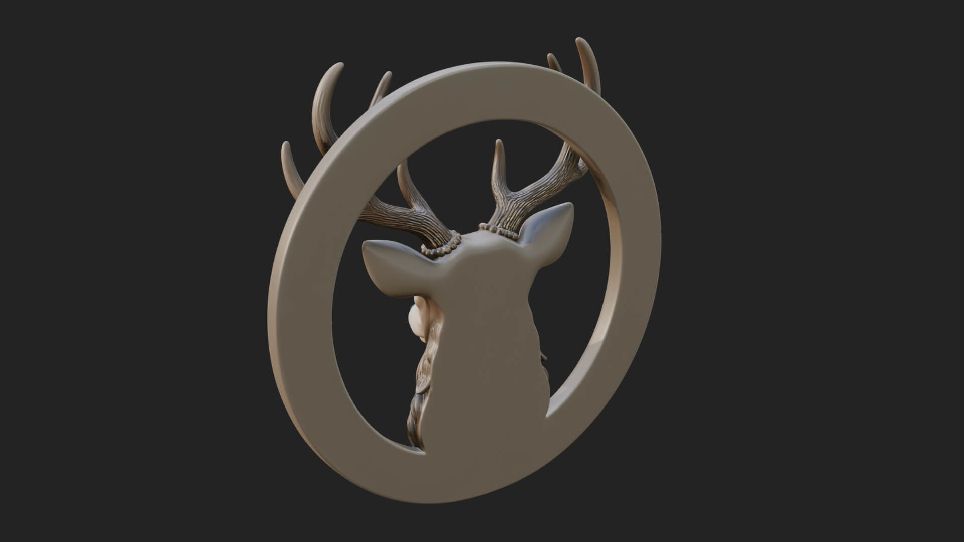 Stag Head Oval Relief Plaque Design 5 3D Print Model 3D Model