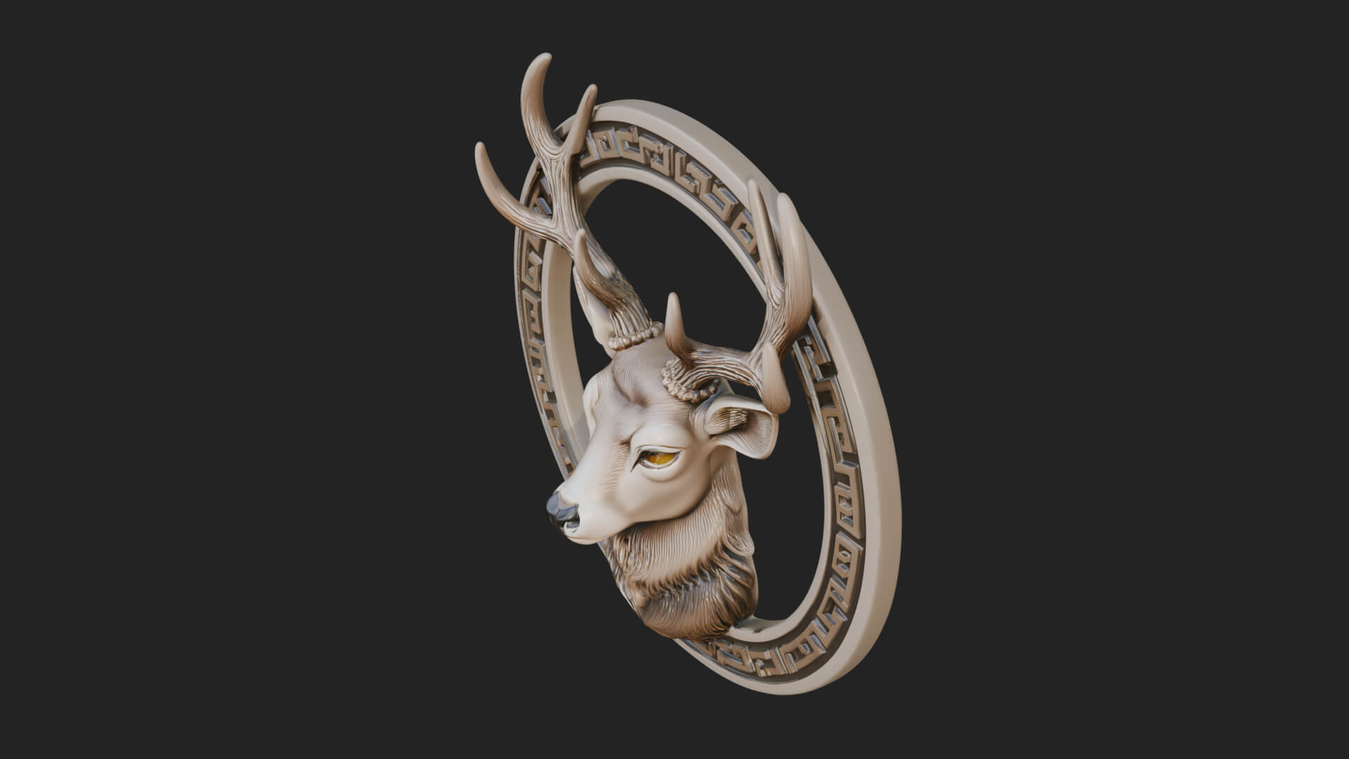 Stag Head Oval Relief Plaque Design 5 3D Print Model 3D Model