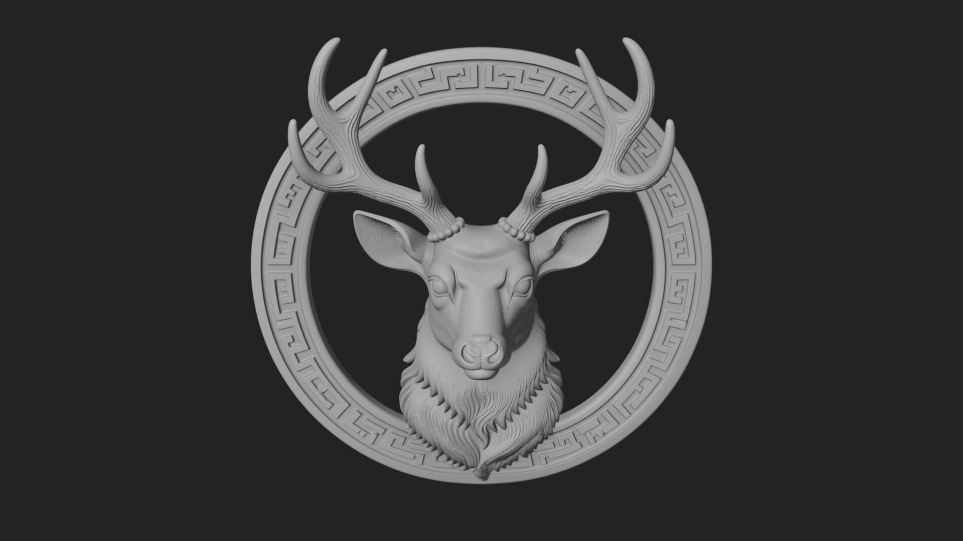 Stag Head Oval Relief Plaque Design 5 3D Print Model 3D Model