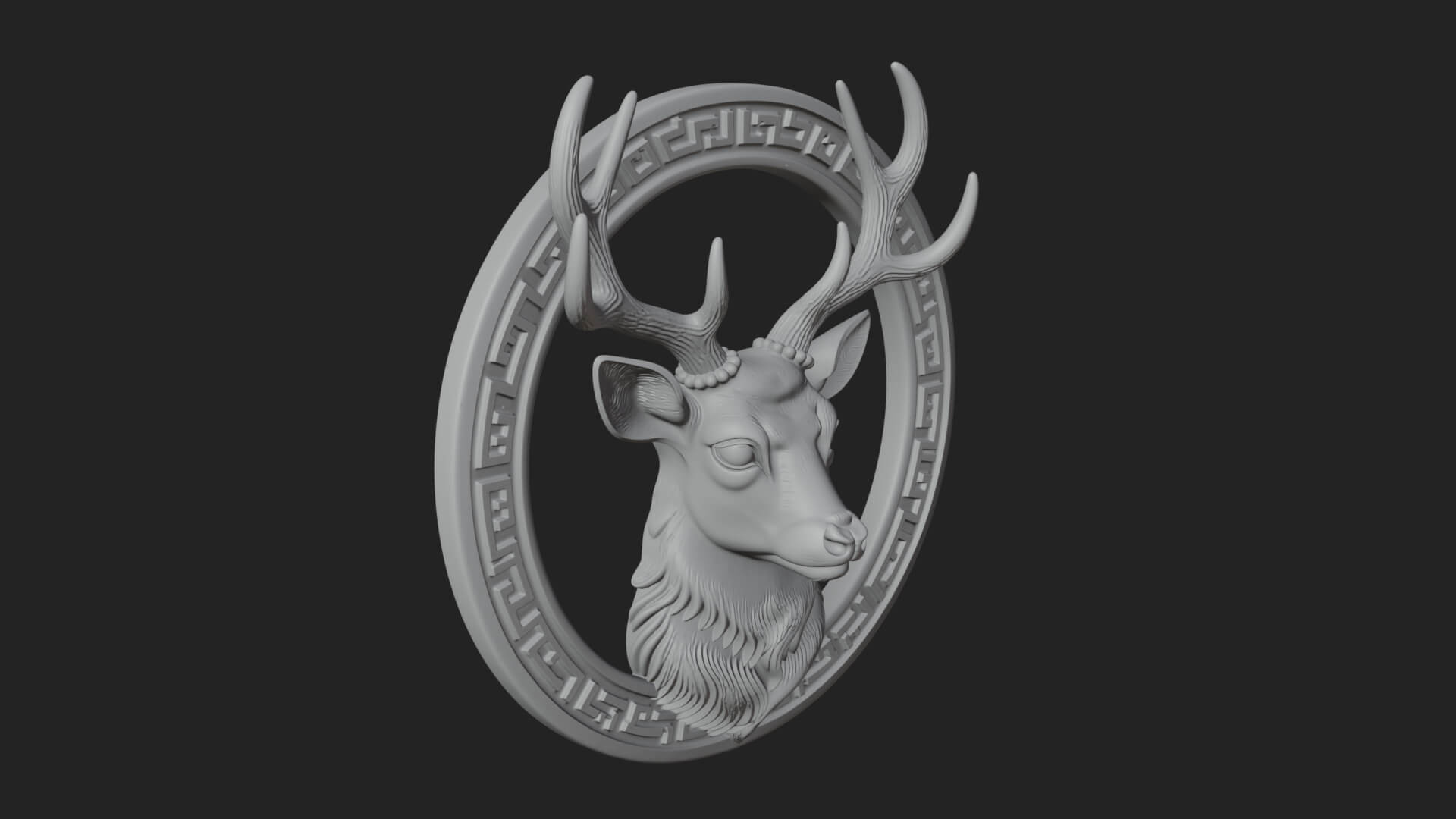 Stag Head Oval Relief Plaque Design 5 3D Print Model 3D Model
