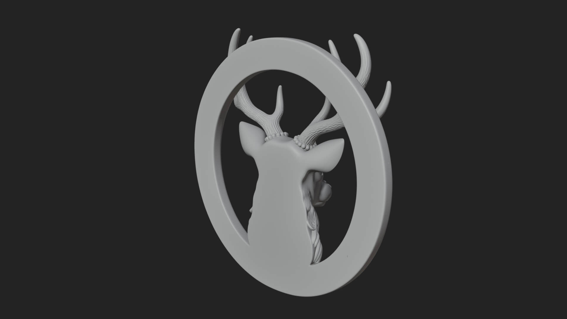 Stag Head Oval Relief Plaque Design 5 3D Print Model 3D Model