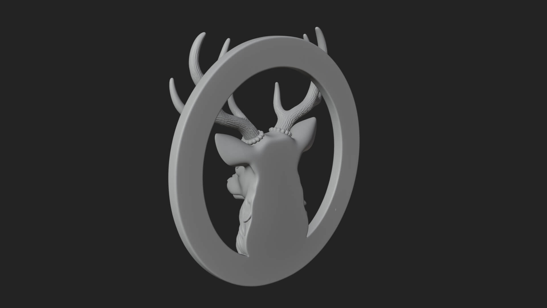 Stag Head Oval Relief Plaque Design 5 3D Print Model 3D Model