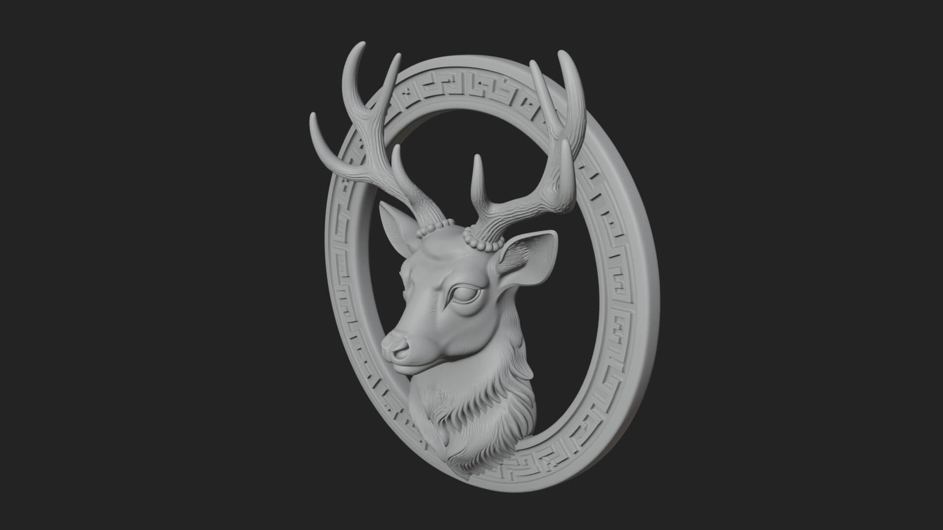 Stag Head Oval Relief Plaque Design 5 3D Print Model 3D Model