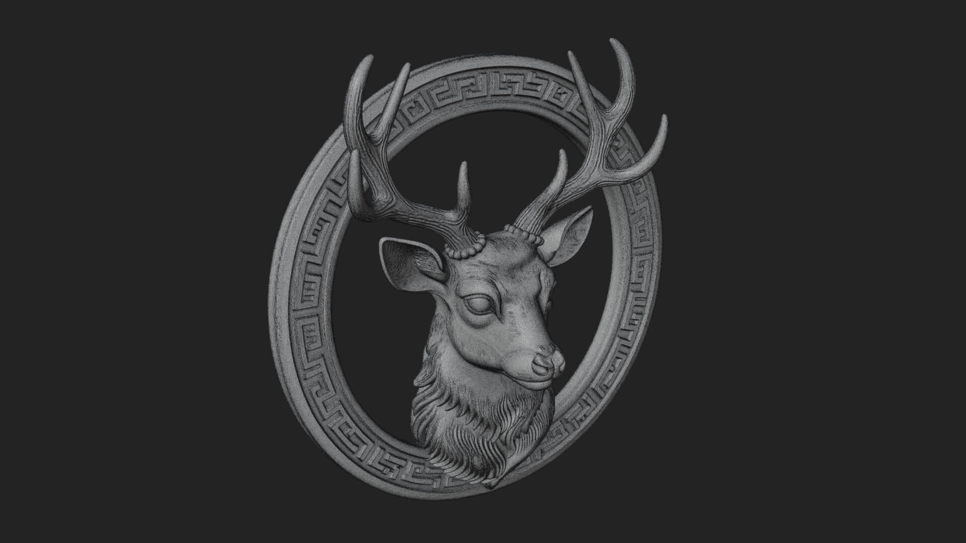 Stag Head Oval Relief Plaque Design 5 3D Print Model 3D Model